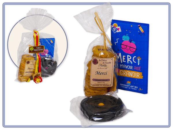 Composition gourmande "Vive l'école" - Cadeaux Maîtresses